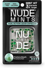 Load image into Gallery viewer, Nude mints Dual Action Liquid Capsules zero calories 30 capsules
