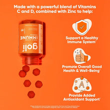 Load image into Gallery viewer, goli Nutrition Triple action IMMUNE gummies vitamin C.D&amp; zinc Elderberry Extract 60 gummies

