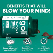 Load image into Gallery viewer, goli Nutrition Matcha Mind cognitive Gummies Cognizin 250 mg 60gummies
