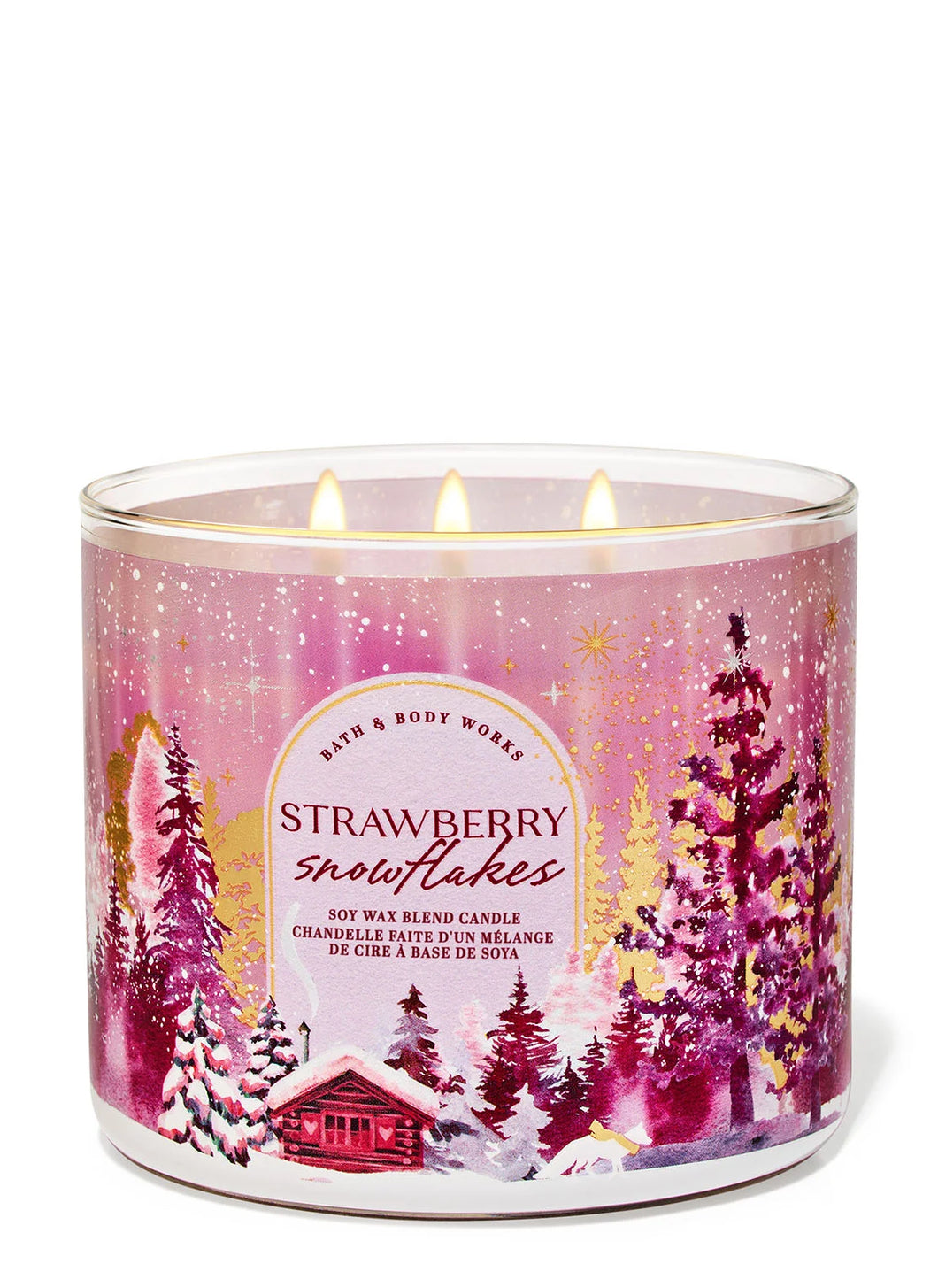 strawberry snowflakes 3 wick candle
