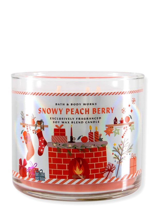 Snowy peach berry 3 wick candle