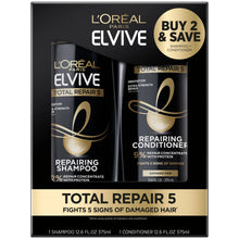 Load image into Gallery viewer, L'OREAL PARIS ELVIVE TOTAL REPAIR 5 shampoo &amp; conditioner 375ml
