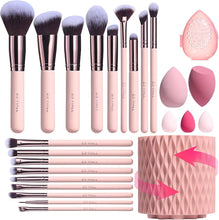 Load image into Gallery viewer, BS MALL MAKEUP BRUSH INSTRUCTIONS SET 18PCS سيت فرش ١٨ قطعة مع بيوتي بلندر و علبة
