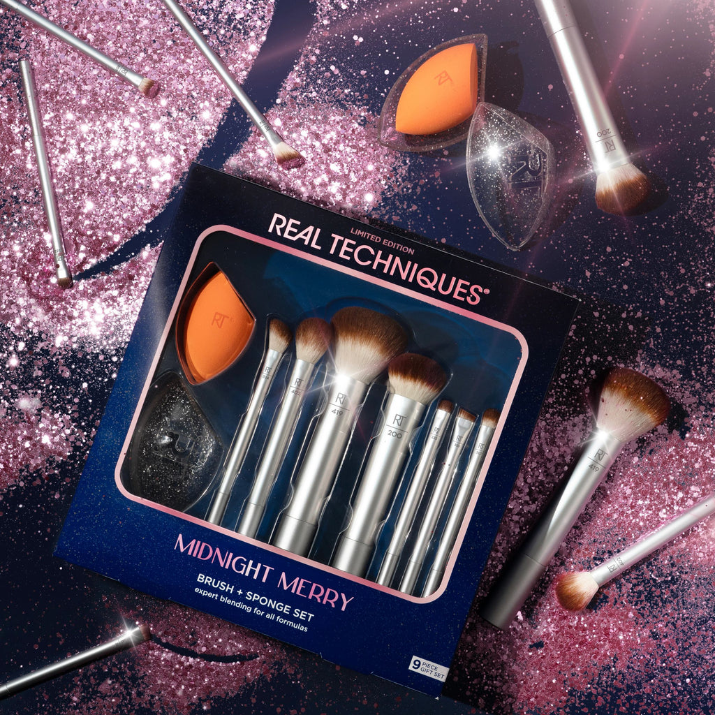 REAL TECHNIQUE MIDNIGHT MERRY BRUSH + SPONGE SETS
