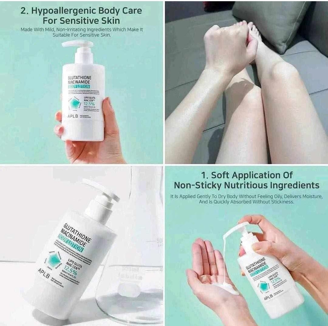 APLB GLUTATHIONE NIACINAMIDE  BODY LOTION 300ml لوشن مرطب تفتيح وتوحيد لون